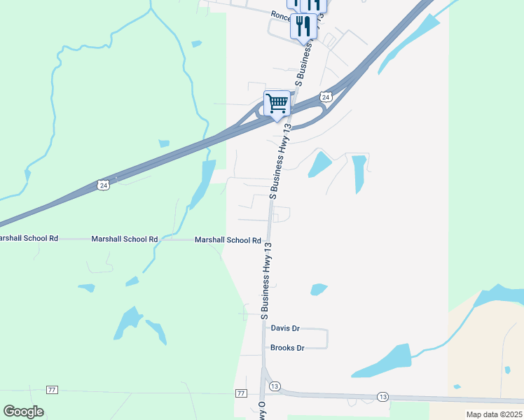 map of restaurants, bars, coffee shops, grocery stores, and more near 1305 South Business Highway 13 in Lexington