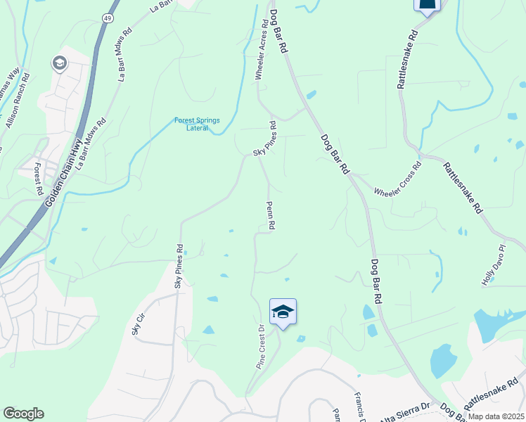 map of restaurants, bars, coffee shops, grocery stores, and more near 14406 Penn Road in Grass Valley