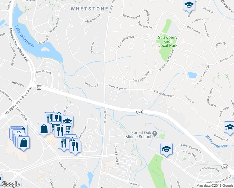 map of restaurants, bars, coffee shops, grocery stores, and more near 77 Inkberry Circle in Gaithersburg