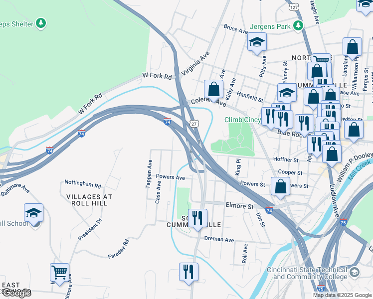 map of restaurants, bars, coffee shops, grocery stores, and more near 3947 Herron Avenue in Cincinnati