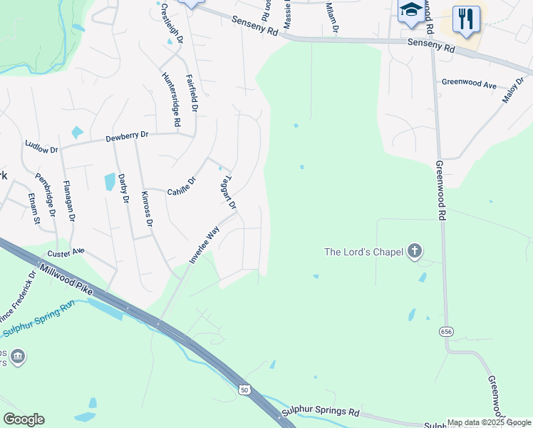map of restaurants, bars, coffee shops, grocery stores, and more near 220 Taggart Drive in Winchester