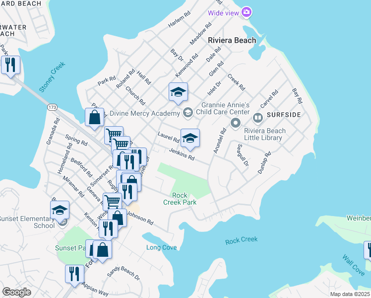 map of restaurants, bars, coffee shops, grocery stores, and more near 8515 Jenkins Road in Pasadena