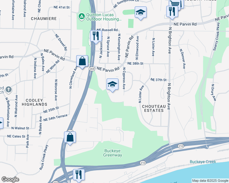 map of restaurants, bars, coffee shops, grocery stores, and more near 3701 North Jackson Avenue in Kansas City