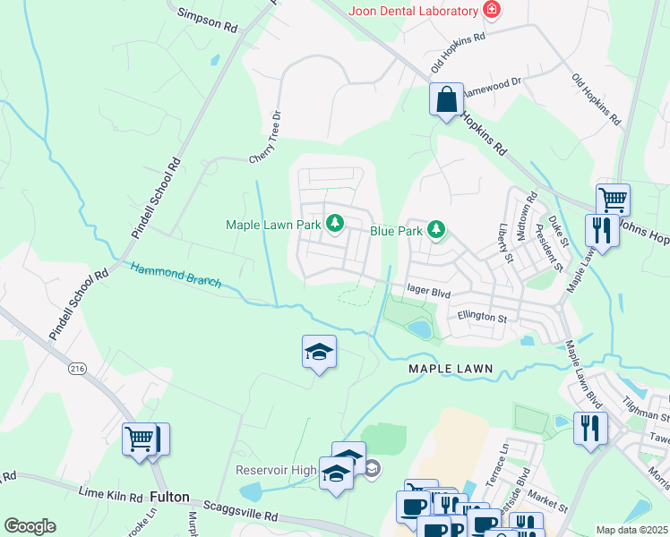 map of restaurants, bars, coffee shops, grocery stores, and more near 11540 Iager Boulevard in Fulton