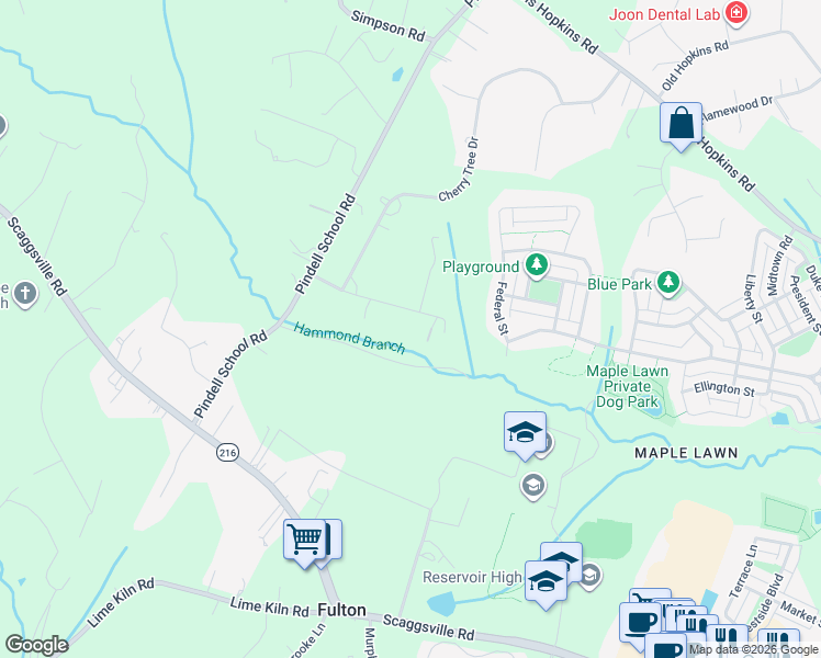 map of restaurants, bars, coffee shops, grocery stores, and more near 11709 Wayneridge Street in Fulton