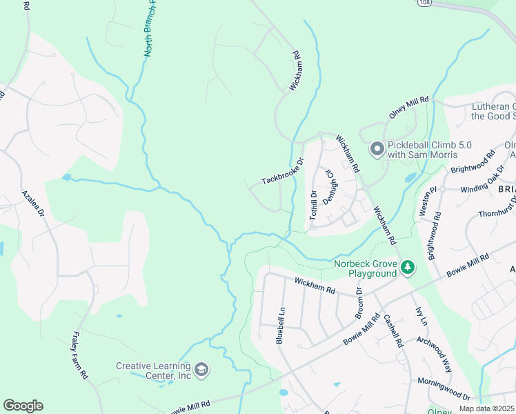map of restaurants, bars, coffee shops, grocery stores, and more near 18526 Rushbrooke Drive in Olney
