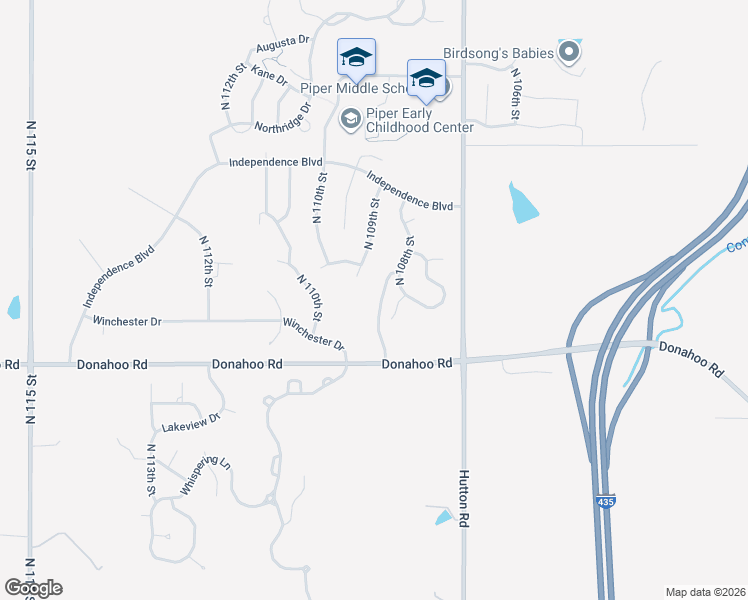 map of restaurants, bars, coffee shops, grocery stores, and more near 4028 North 108th Terrace in Kansas City