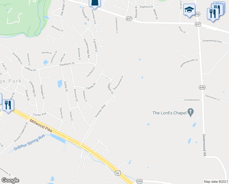 map of restaurants, bars, coffee shops, grocery stores, and more near 239 Summerfield Drive in Winchester
