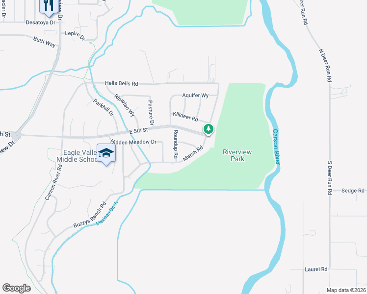 map of restaurants, bars, coffee shops, grocery stores, and more near 802 Heron Road in Carson City
