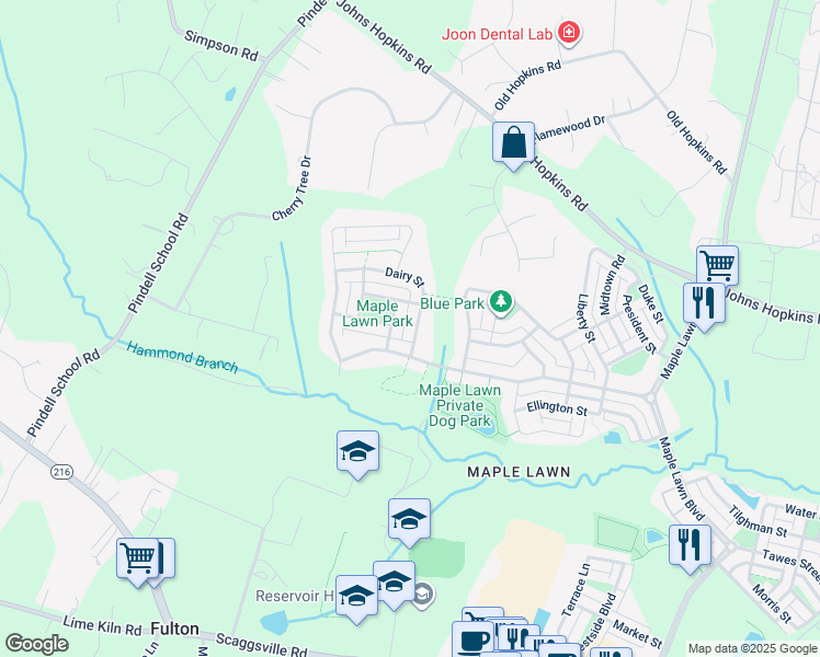 map of restaurants, bars, coffee shops, grocery stores, and more near 11412 Dairy Street in Fulton