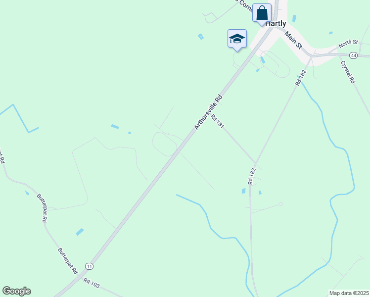 map of restaurants, bars, coffee shops, grocery stores, and more near 2112 Arthursville Road in Hartly