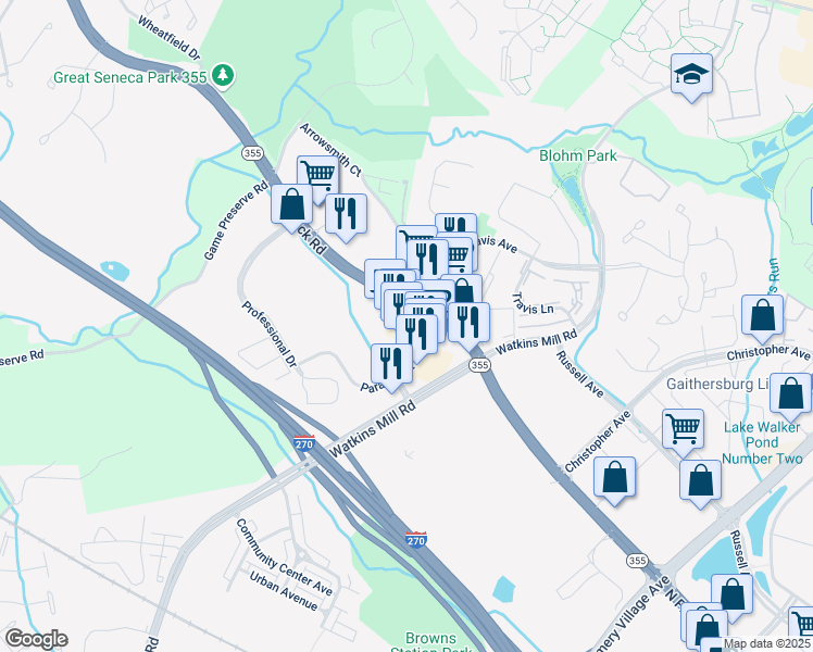 map of restaurants, bars, coffee shops, grocery stores, and more near 230 Spectrum Avenue in Gaithersburg