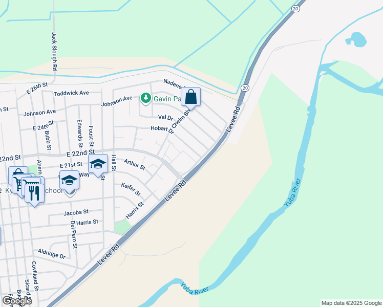 map of restaurants, bars, coffee shops, grocery stores, and more near 1348 Hobart Drive in Marysville