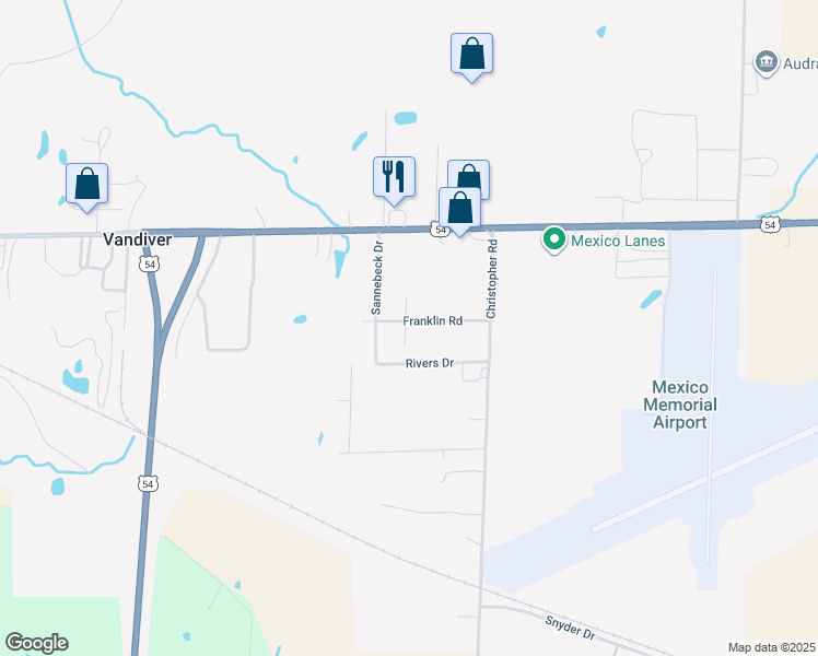 map of restaurants, bars, coffee shops, grocery stores, and more near 1401-1499 Onie Street in Mexico