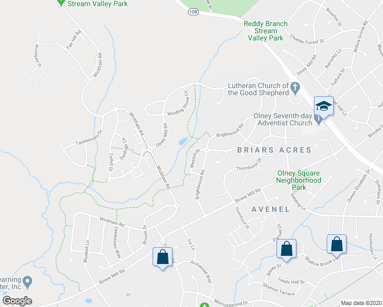 map of restaurants, bars, coffee shops, grocery stores, and more near 4615 Weston Place in Olney