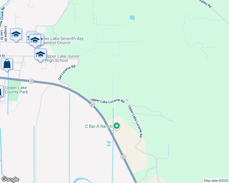 map of restaurants, bars, coffee shops, grocery stores, and more near 9170 Upper Lake Lucerne Road in Upper Lake