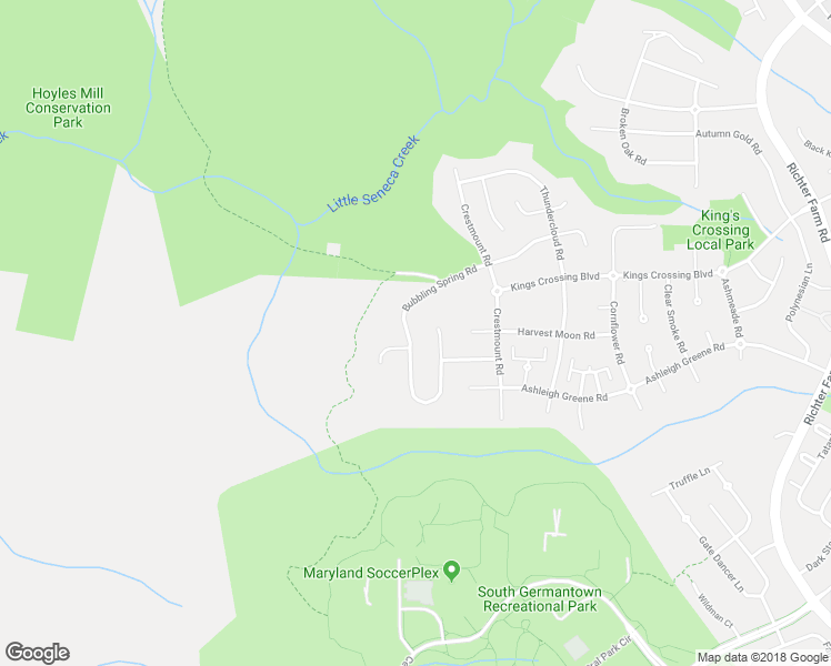 map of restaurants, bars, coffee shops, grocery stores, and more near 14518 Bubbling Spring Road in Boyds