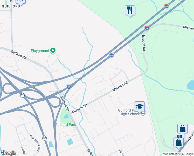 map of restaurants, bars, coffee shops, grocery stores, and more near 8717 Fairhaven Place in Jessup