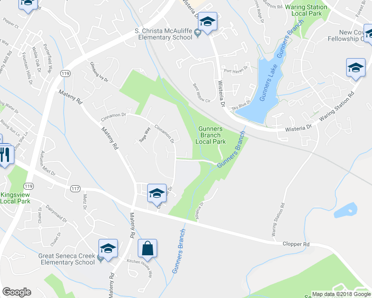 map of restaurants, bars, coffee shops, grocery stores, and more near 12605 Red Pepper Court in Germantown