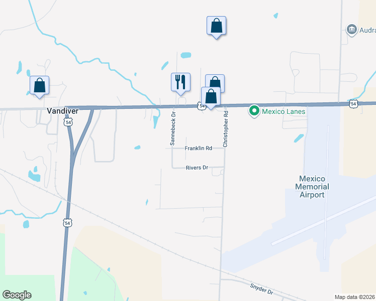 map of restaurants, bars, coffee shops, grocery stores, and more near 1401-1499 Onie Street in Mexico