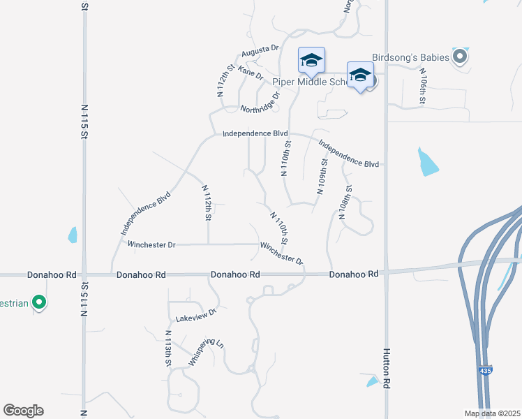 map of restaurants, bars, coffee shops, grocery stores, and more near 4048 North 110th Street in Kansas City