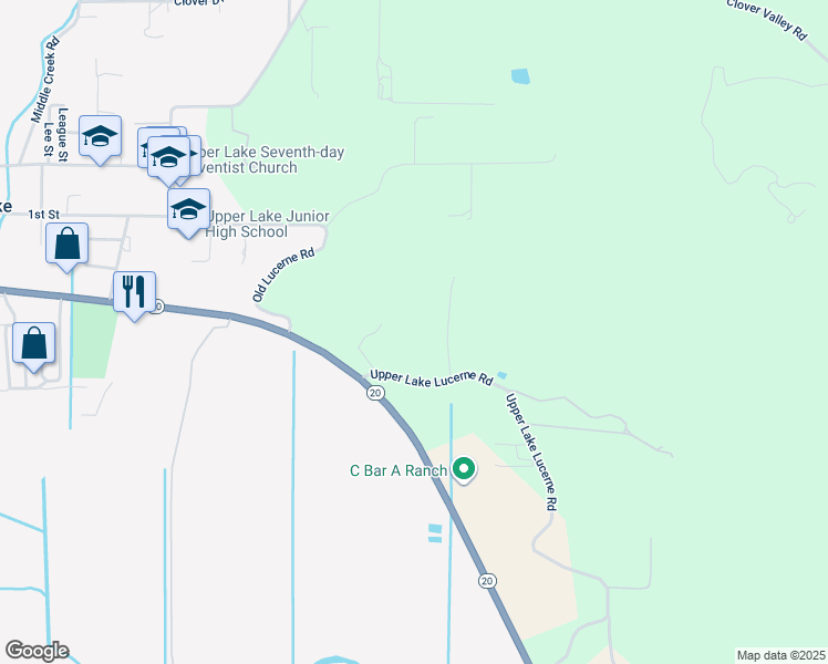 map of restaurants, bars, coffee shops, grocery stores, and more near 9176 Upper Lake Lucerne Road in Upper Lake