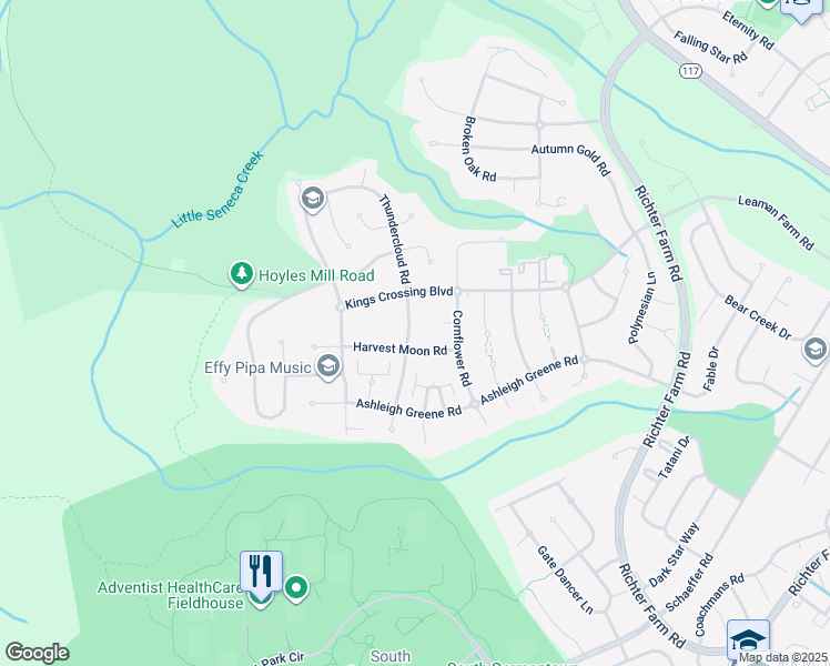 map of restaurants, bars, coffee shops, grocery stores, and more near 18423 Thundercloud Road in Boyds