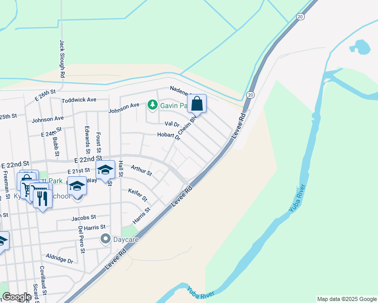 map of restaurants, bars, coffee shops, grocery stores, and more near 1332 Hobart Drive in Marysville