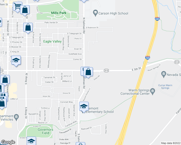 map of restaurants, bars, coffee shops, grocery stores, and more near 1705 Jamie Way in Carson City