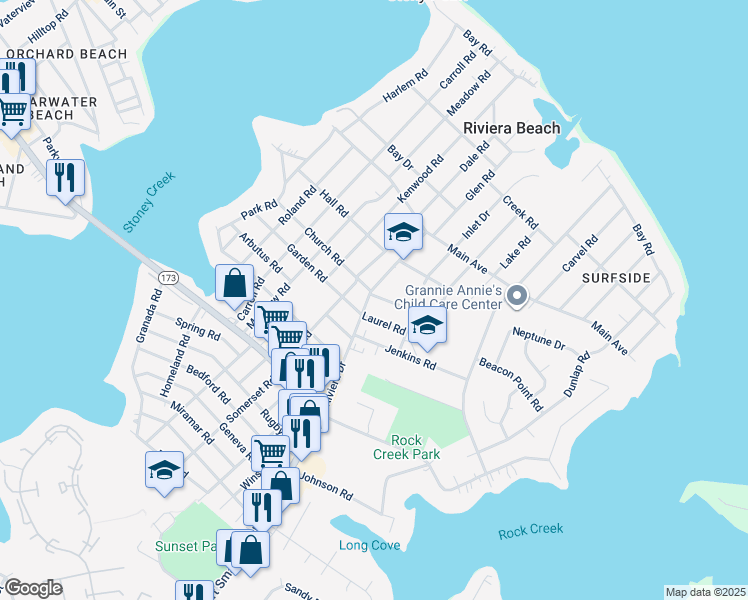 map of restaurants, bars, coffee shops, grocery stores, and more near 151 Riviera Drive in Pasadena
