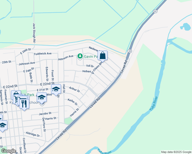 map of restaurants, bars, coffee shops, grocery stores, and more near 1318 Val Drive in Marysville