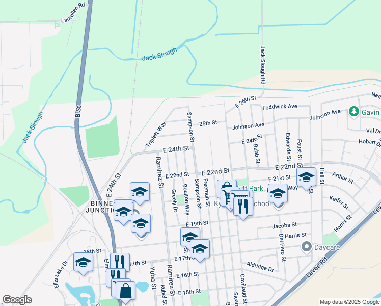 map of restaurants, bars, coffee shops, grocery stores, and more near 2407 Sampson Street in Marysville