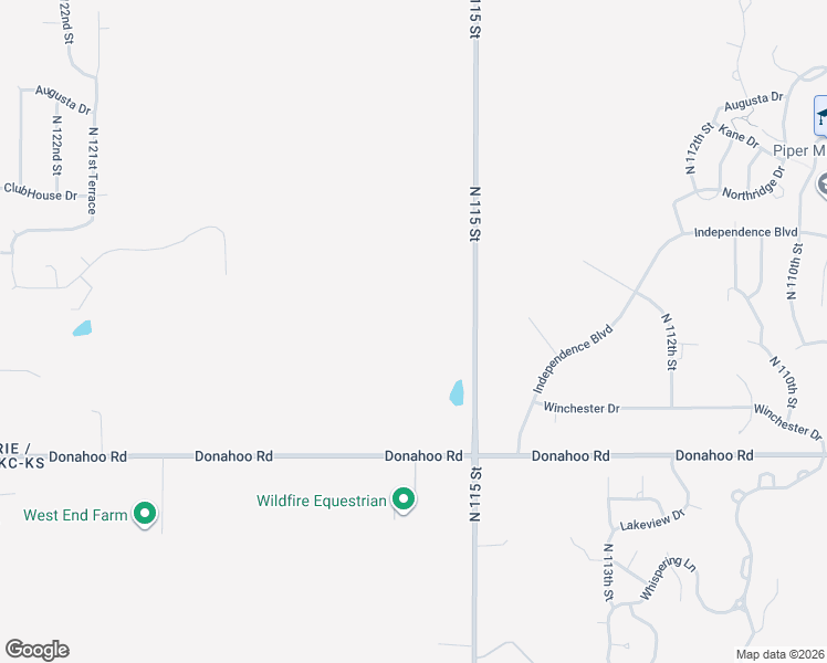 map of restaurants, bars, coffee shops, grocery stores, and more near 11600 Donahoo Road in Kansas City