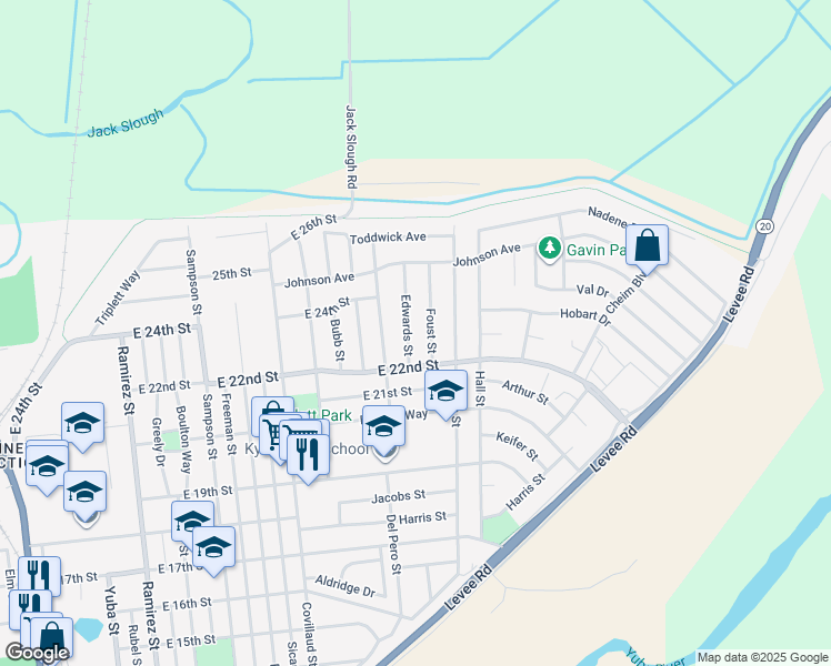 map of restaurants, bars, coffee shops, grocery stores, and more near 2318 Edwards Street in Marysville