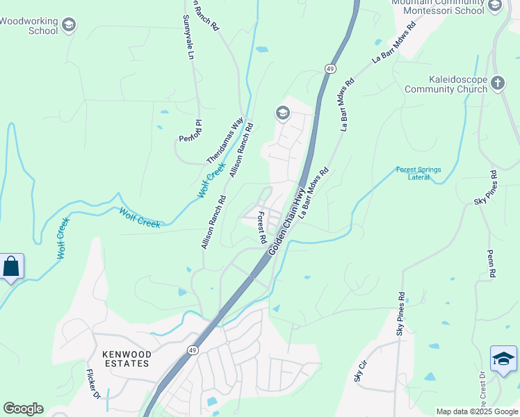 map of restaurants, bars, coffee shops, grocery stores, and more near 14325 Golden Star Road in Grass Valley