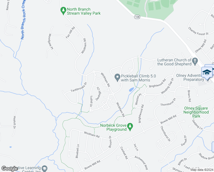 map of restaurants, bars, coffee shops, grocery stores, and more near 4815 Tothill Drive in Olney