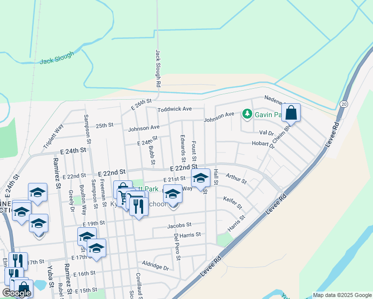 map of restaurants, bars, coffee shops, grocery stores, and more near 2318 Edwards Street in Marysville