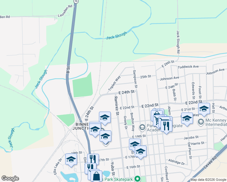 map of restaurants, bars, coffee shops, grocery stores, and more near 108 Johnson Avenue in Marysville