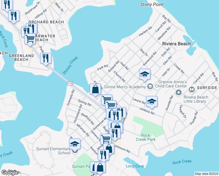 map of restaurants, bars, coffee shops, grocery stores, and more near 130 Meadow Road in Pasadena