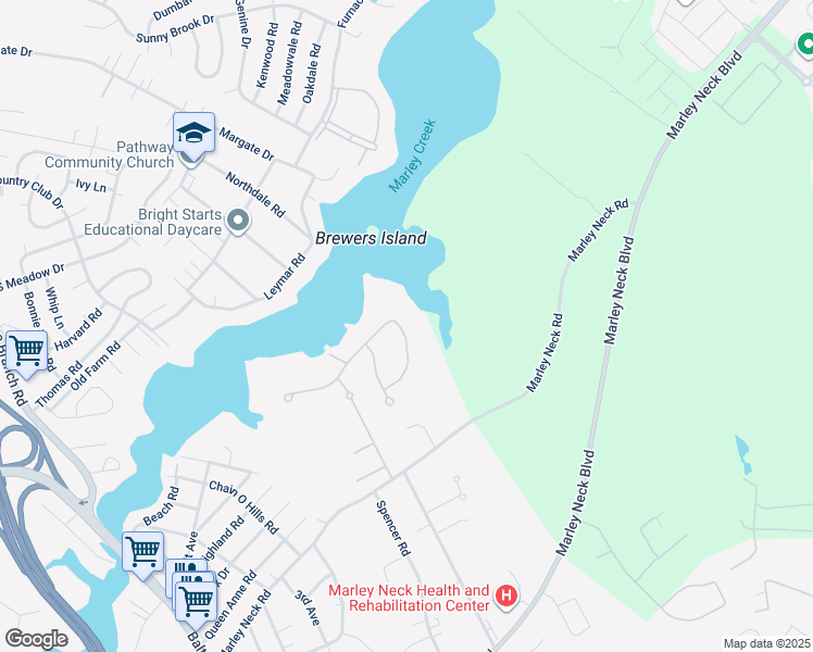 map of restaurants, bars, coffee shops, grocery stores, and more near 256 Saltgrass Drive in Glen Burnie