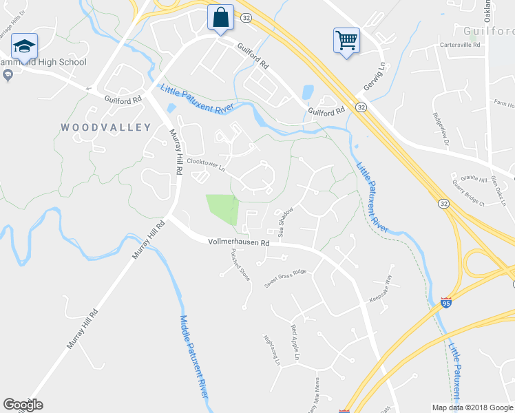 map of restaurants, bars, coffee shops, grocery stores, and more near 9789 Early Spring Way in Columbia