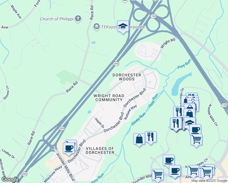 map of restaurants, bars, coffee shops, grocery stores, and more near 1214 Countryside Court in Hanover