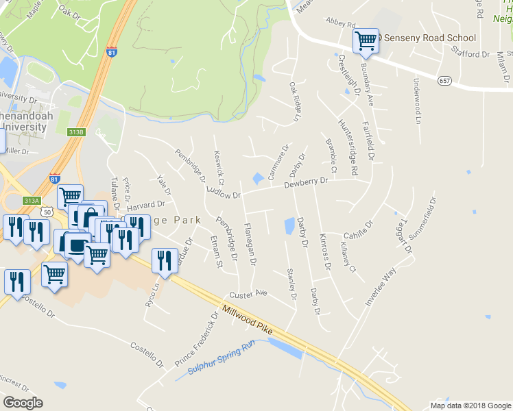 map of restaurants, bars, coffee shops, grocery stores, and more near 103 Barnston Court in Winchester