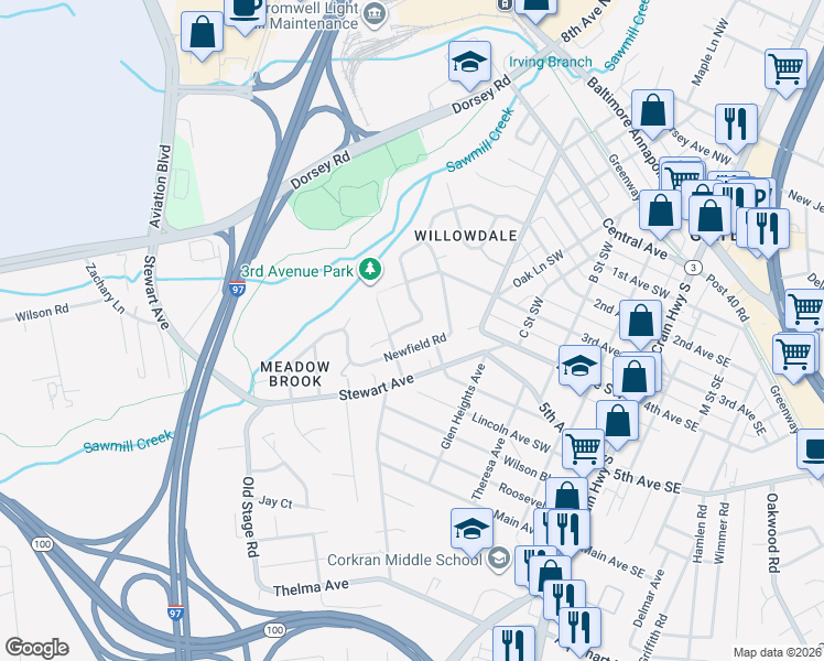 map of restaurants, bars, coffee shops, grocery stores, and more near 817 Glenview Avenue in Glen Burnie
