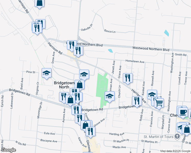 map of restaurants, bars, coffee shops, grocery stores, and more near 3940 Raceview Avenue in Cincinnati