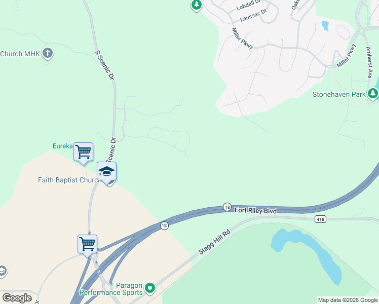 map of restaurants, bars, coffee shops, grocery stores, and more near 4929 Plumthicket Drive in Manhattan