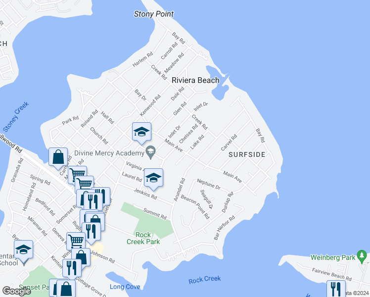 map of restaurants, bars, coffee shops, grocery stores, and more near 8535 Main Avenue in Pasadena