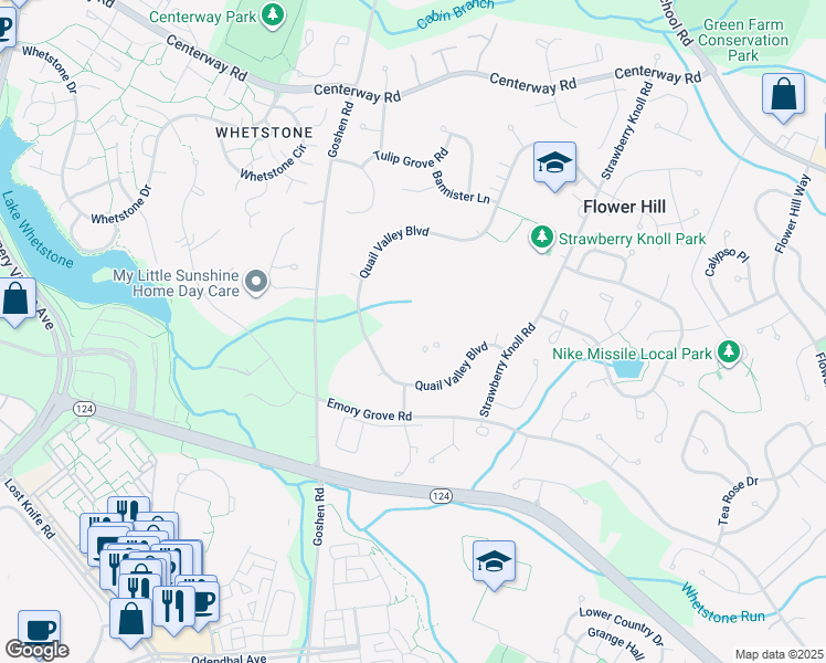map of restaurants, bars, coffee shops, grocery stores, and more near 18639 Sandpiper Lane in Gaithersburg