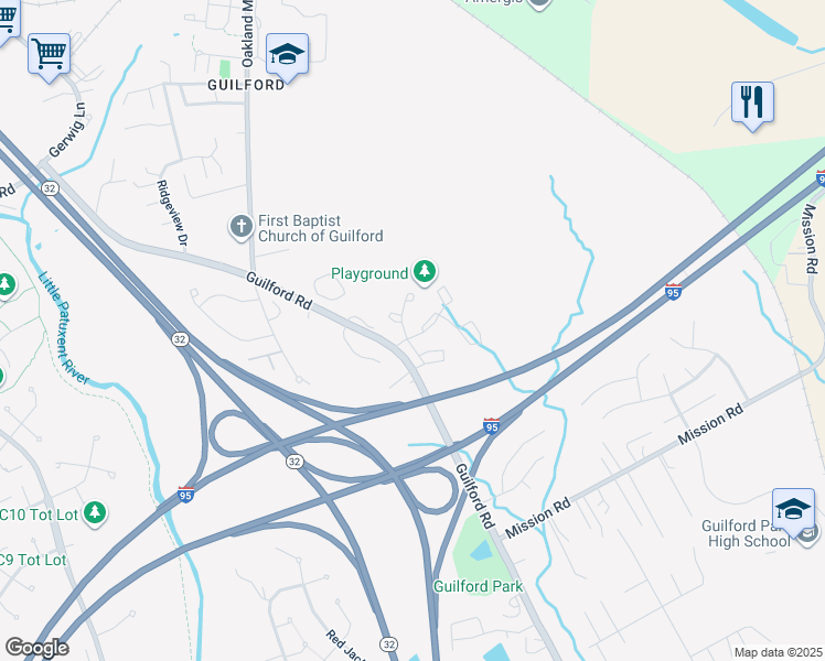 map of restaurants, bars, coffee shops, grocery stores, and more near 9602 Hastings Drive in Columbia