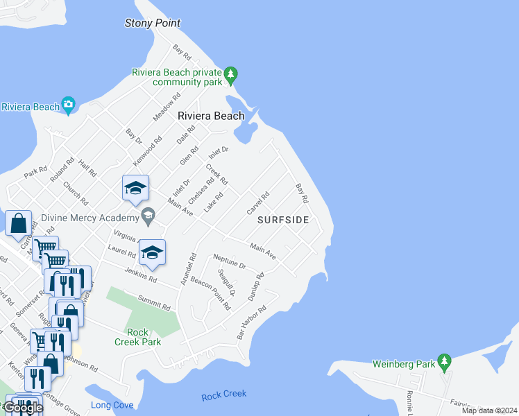map of restaurants, bars, coffee shops, grocery stores, and more near 235 Carvel Road in Pasadena